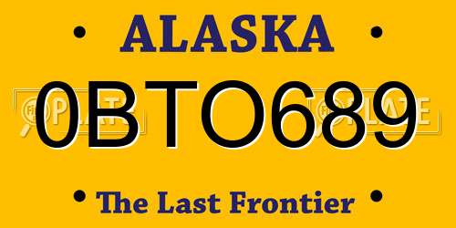 0BTO689 Alaska License Plate