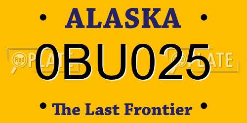 0BU025 Alaska License Plate