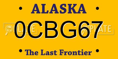 0CBG67 Alaska License Plate