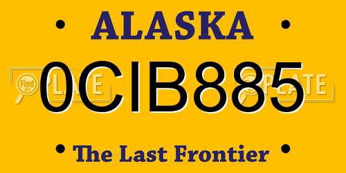 0CIB885 Alaska License Plate