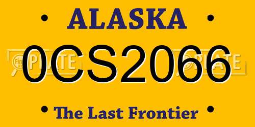 0CS2066 Alaska License Plate