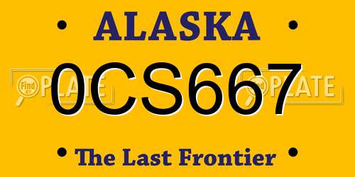 0CS667 Alaska License Plate
