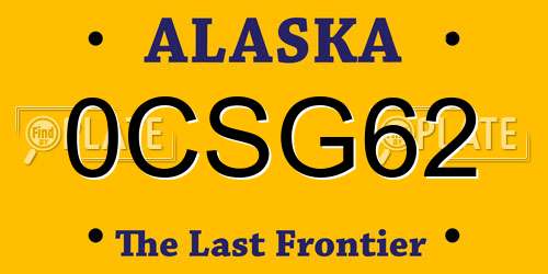 0CSG62 Alaska License Plate