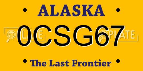 0CSG67 Alaska License Plate