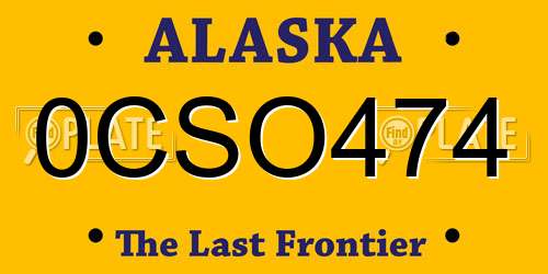 0CSO474 Alaska License Plate