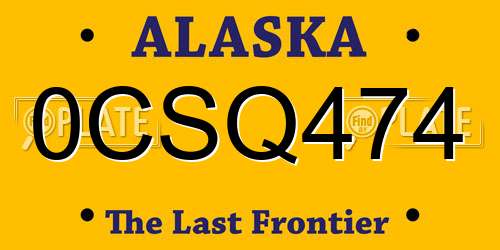 0CSQ474 Alaska License Plate