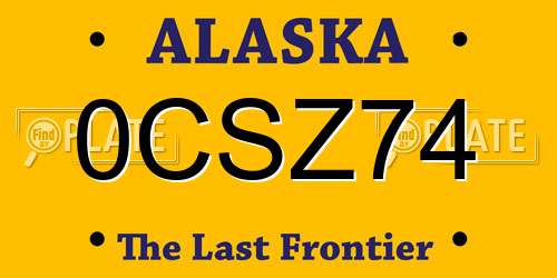 0CSZ74 Alaska License Plate