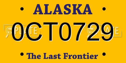 0CT0729 Alaska License Plate