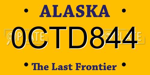 0CTD844 Alaska License Plate