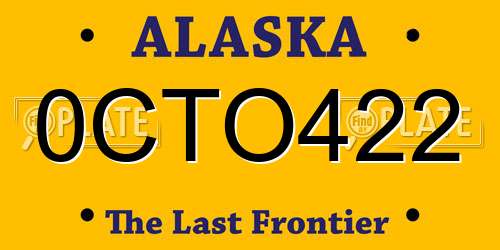 0CTO422 Alaska License Plate