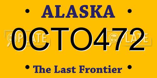 0CTO472 Alaska License Plate
