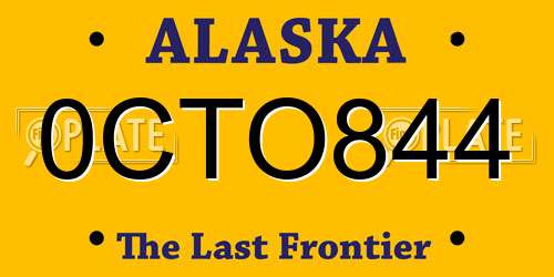 0CTO844 Alaska License Plate
