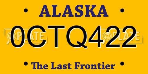 0CTQ422 Alaska License Plate