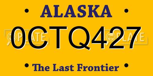 0CTQ427 Alaska License Plate