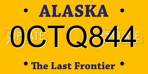 0CTQ844 Alaska License Plate