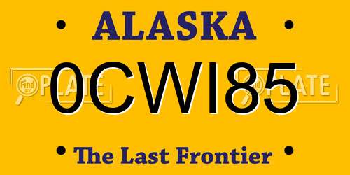 0CWI85 Alaska License Plate