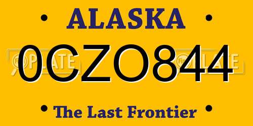 0CZO844 Alaska License Plate