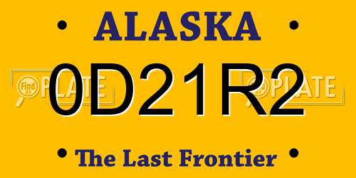 0D21R2 Alaska License Plate