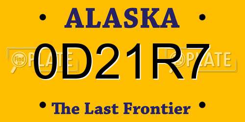 0D21R7 Alaska License Plate