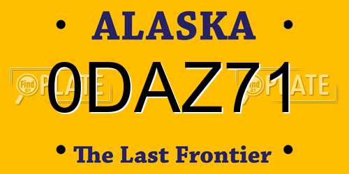 0DAZ71 Alaska License Plate