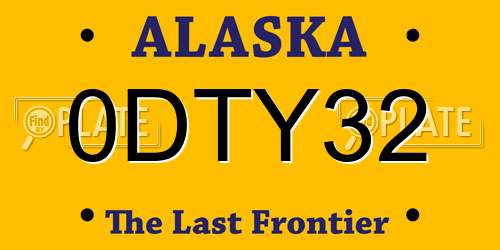 0DTY32 Alaska License Plate