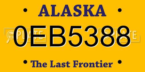 0EB5388 Alaska License Plate