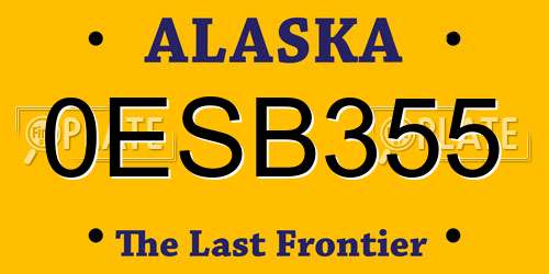 0ESB355 Alaska License Plate