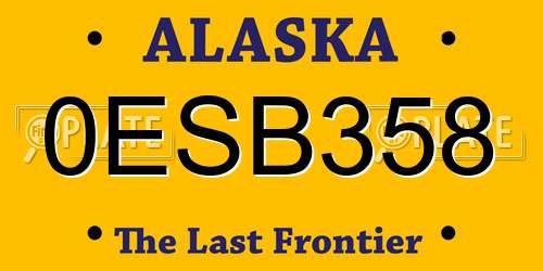 0ESB358 Alaska License Plate