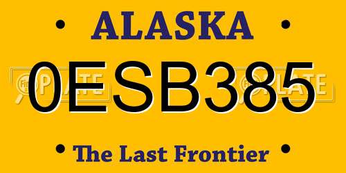 0ESB385 Alaska License Plate
