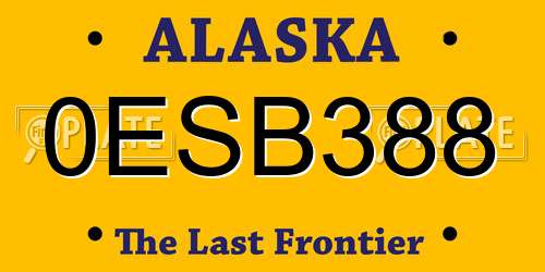 0ESB388 Alaska License Plate