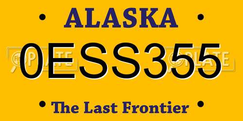 0ESS355 Alaska License Plate