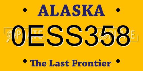 0ESS358 Alaska License Plate