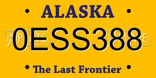 0ESS388 Alaska License Plate