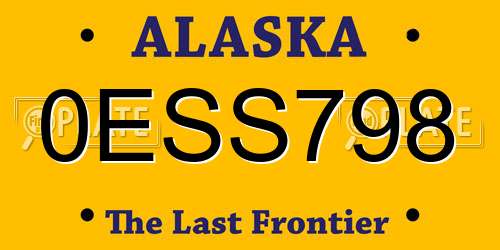 0ESS798 Alaska License Plate