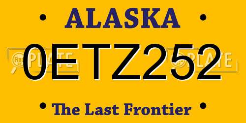 0ETZ252 Alaska License Plate