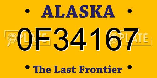 0F34167 Alaska License Plate