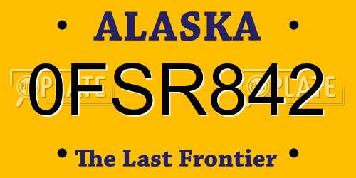 0FSR842 Alaska License Plate