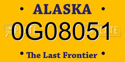 0G08051 Alaska License Plate