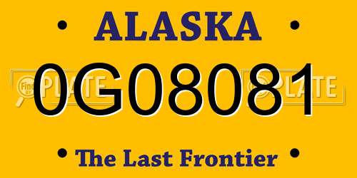 0G08081 Alaska License Plate