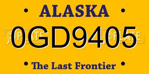 0GD9405 Alaska License Plate