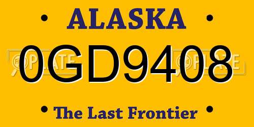0GD9408 Alaska License Plate