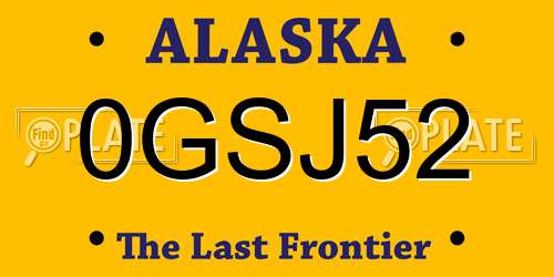 0GSJ52 Alaska License Plate