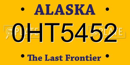 0HT5452 Alaska License Plate