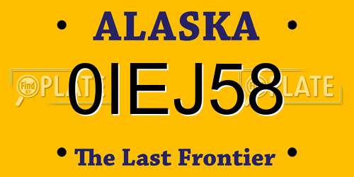 0IEJ58 Alaska License Plate