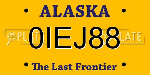 0IEJ88 Alaska License Plate