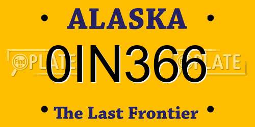 0IN366 Alaska License Plate