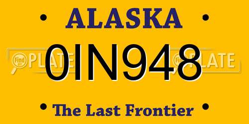0IN948 Alaska License Plate