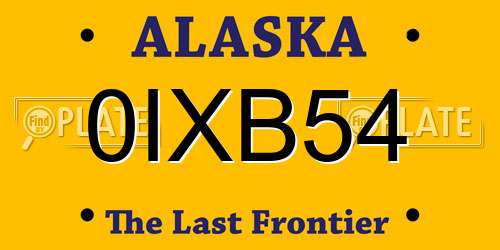 0IXB54 Alaska License Plate