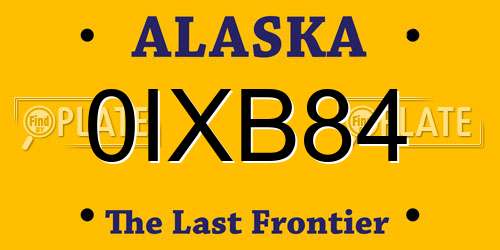 0IXB84 Alaska License Plate