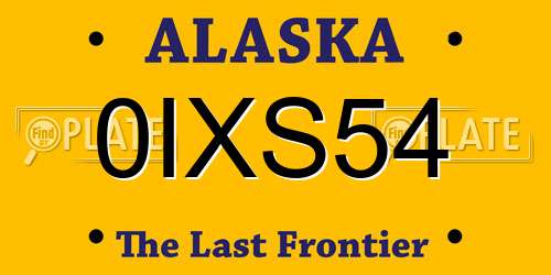 0IXS54 Alaska License Plate